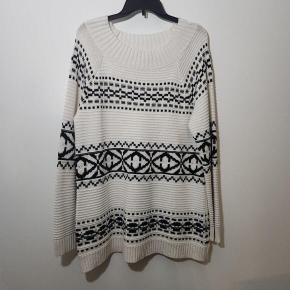 Chaps Oversized White and Black Sweater - Picture 1 of 3